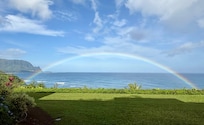 A full rainbow outside the condo on our last morning.