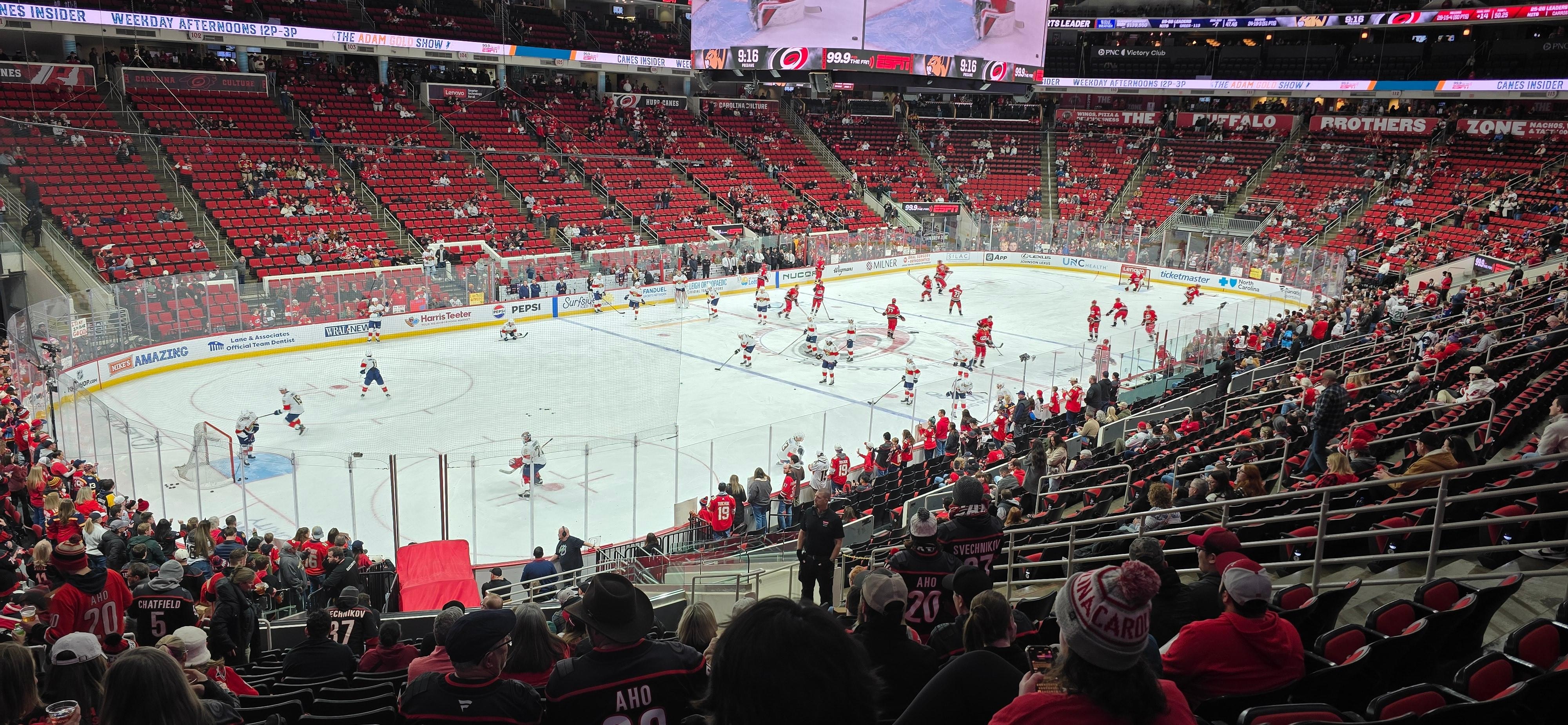 Close to the Lenovo Center, watched a Carolina Hurricanes game.