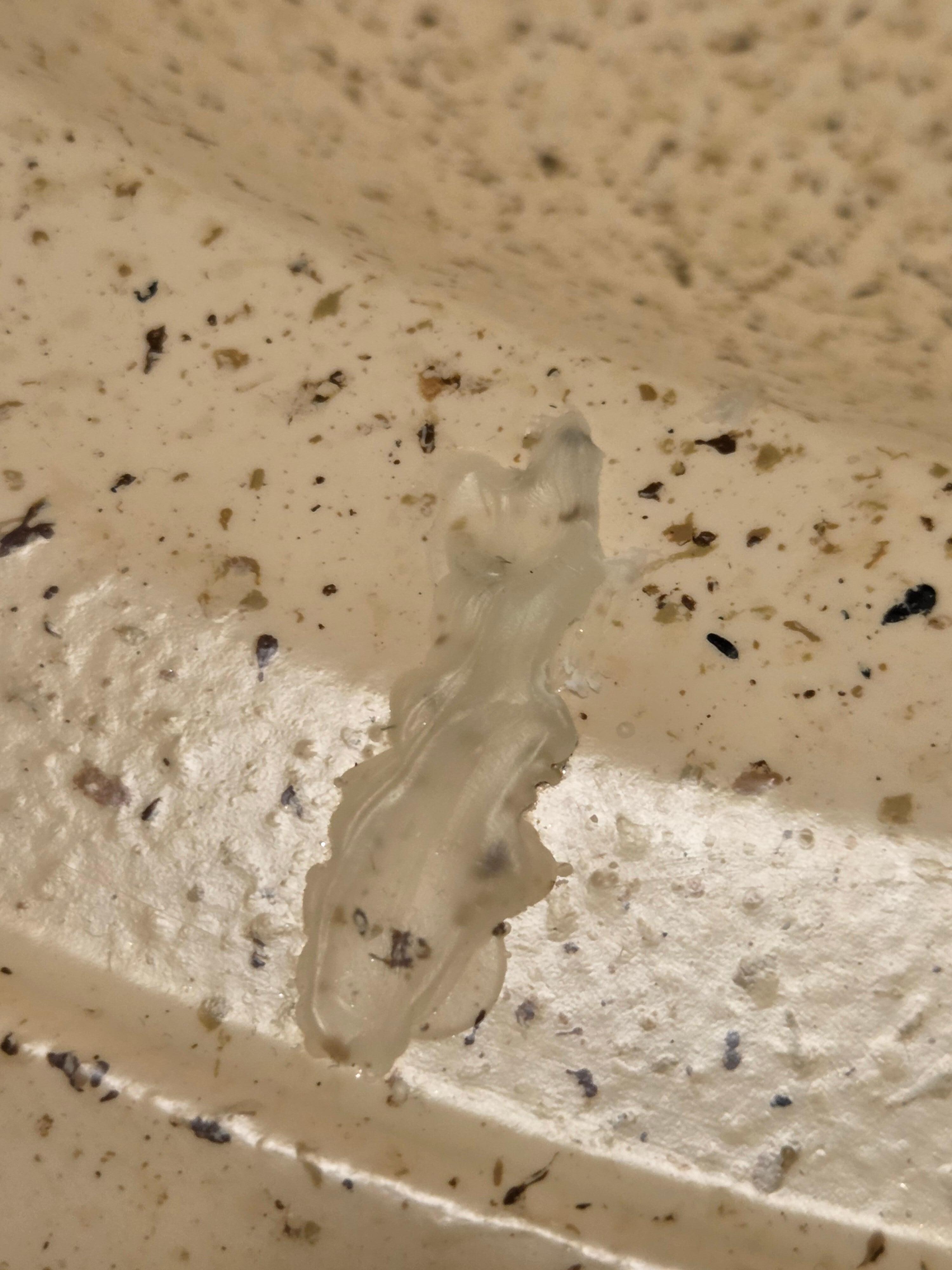 Dried toothpaste on sink