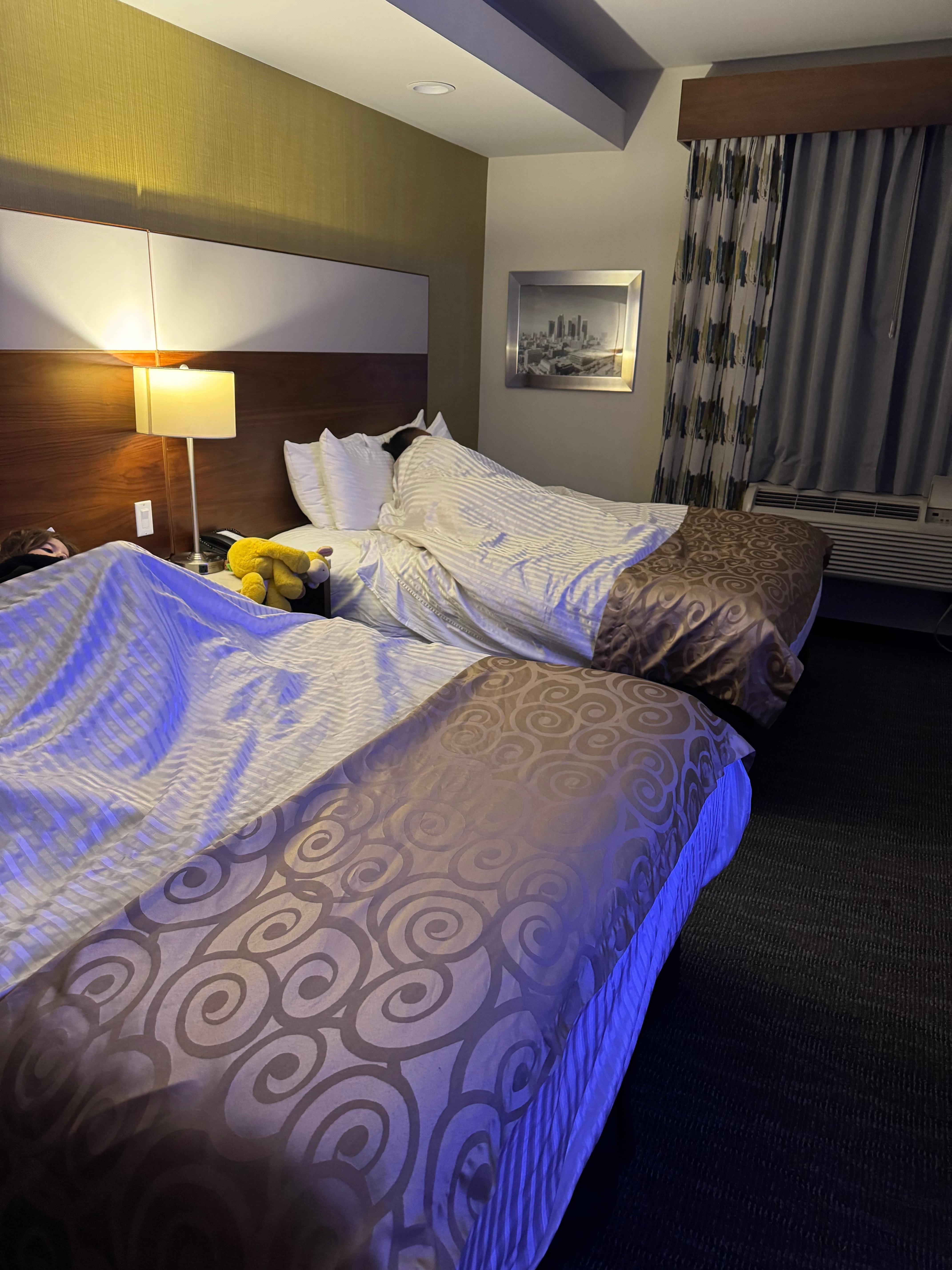 Room two cozy queen beds and a sofa pull out