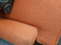 Crusty rice on the chair. We didn't eat in the room.