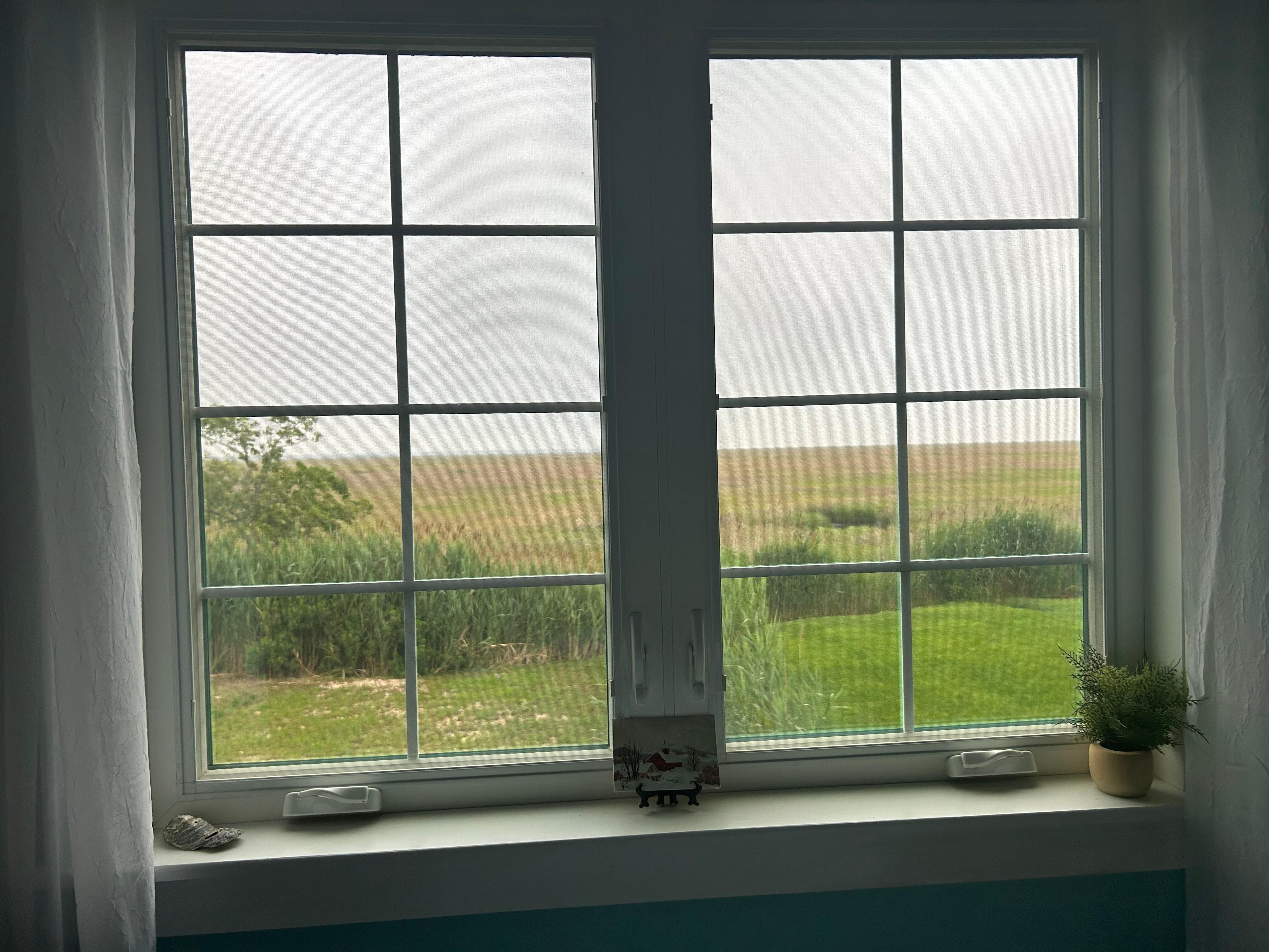 The view outside one of the side bedrooms
