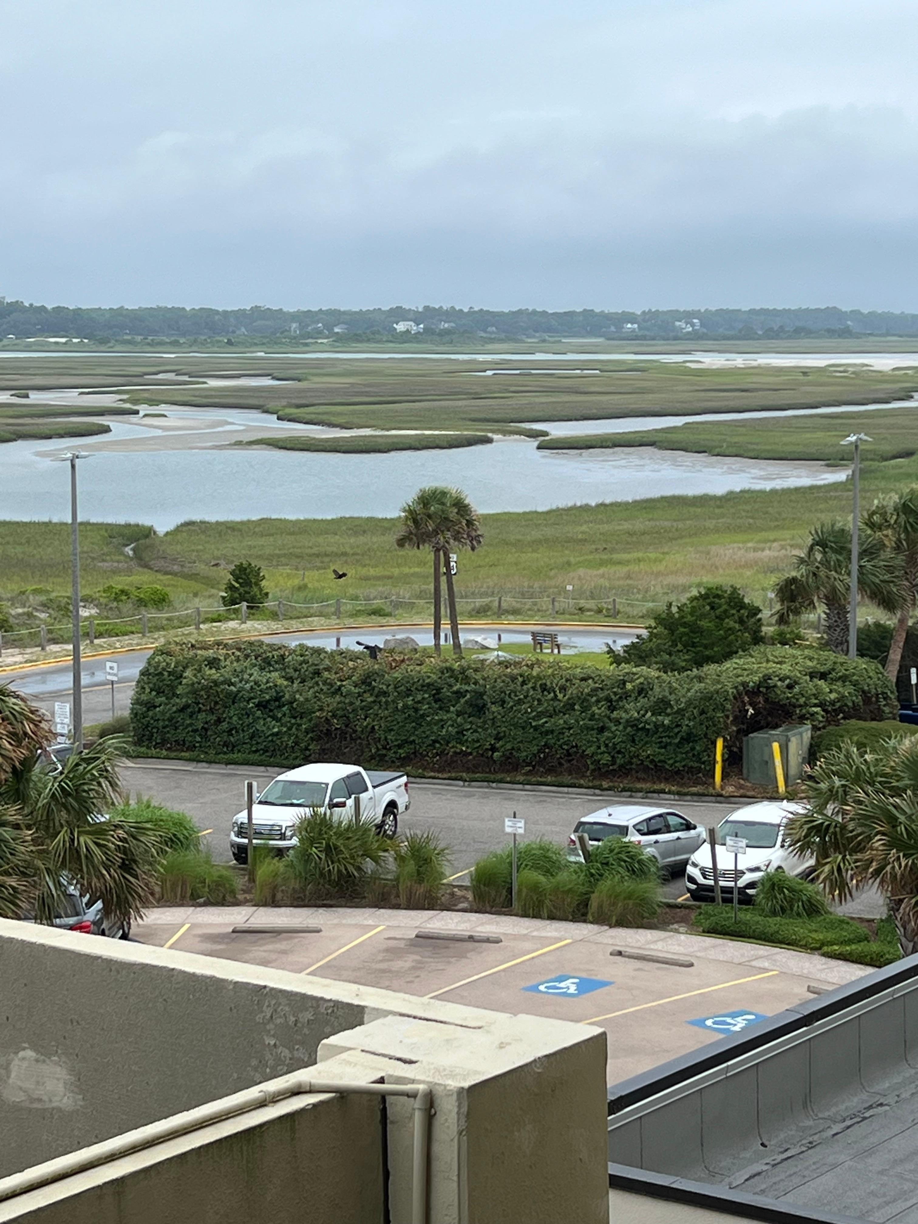 Sound side from the door looking out over the parking area.