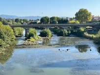 Bridge over the Aude River leading to the fortress