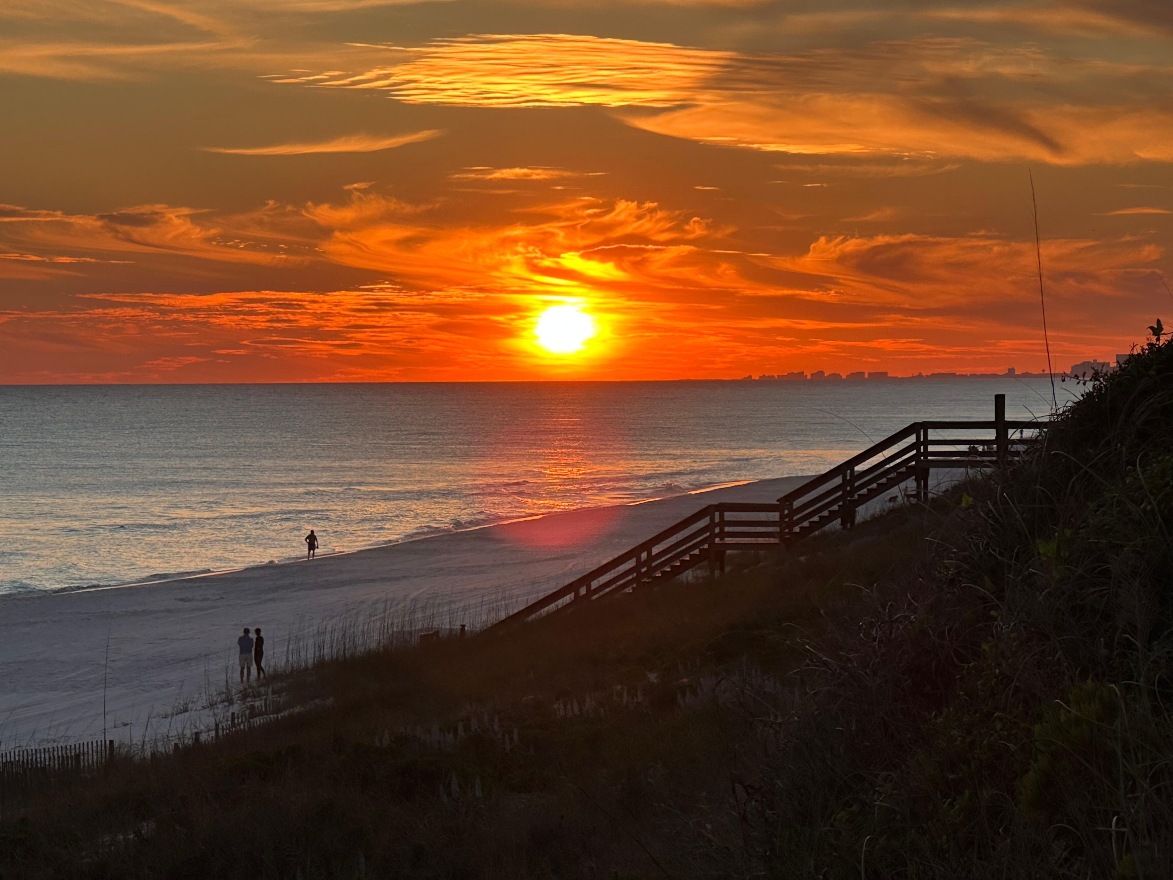 Sunset from one of the staircases leading to the beach