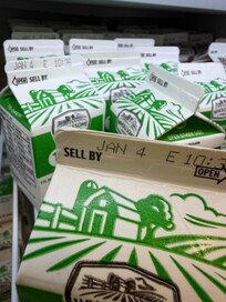 This picture was taken on January 7, 2026. Guests were offered expired milk for breakfast.