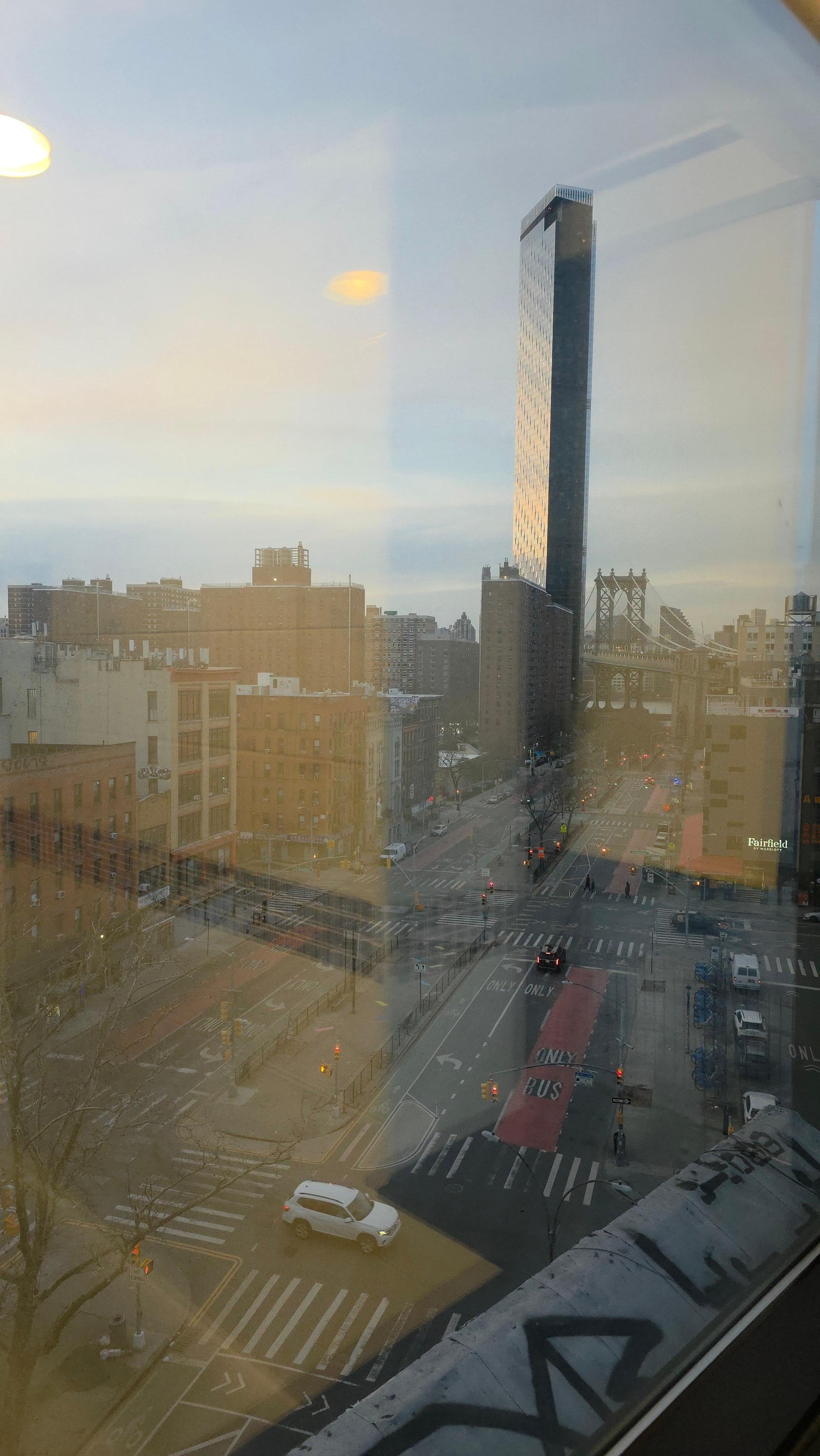 The view from the bathroom so beautiful sunrise sunset and the city lighting up 