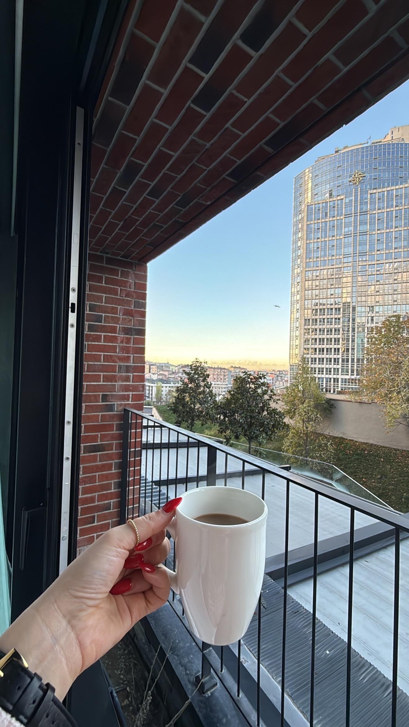 Morning coffee in our beautiful room