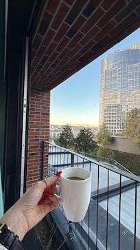 Morning coffee in our beautiful room