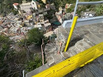 Looking down at city and a lot of steps!