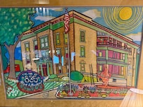 A pastel drawing of the historic building.