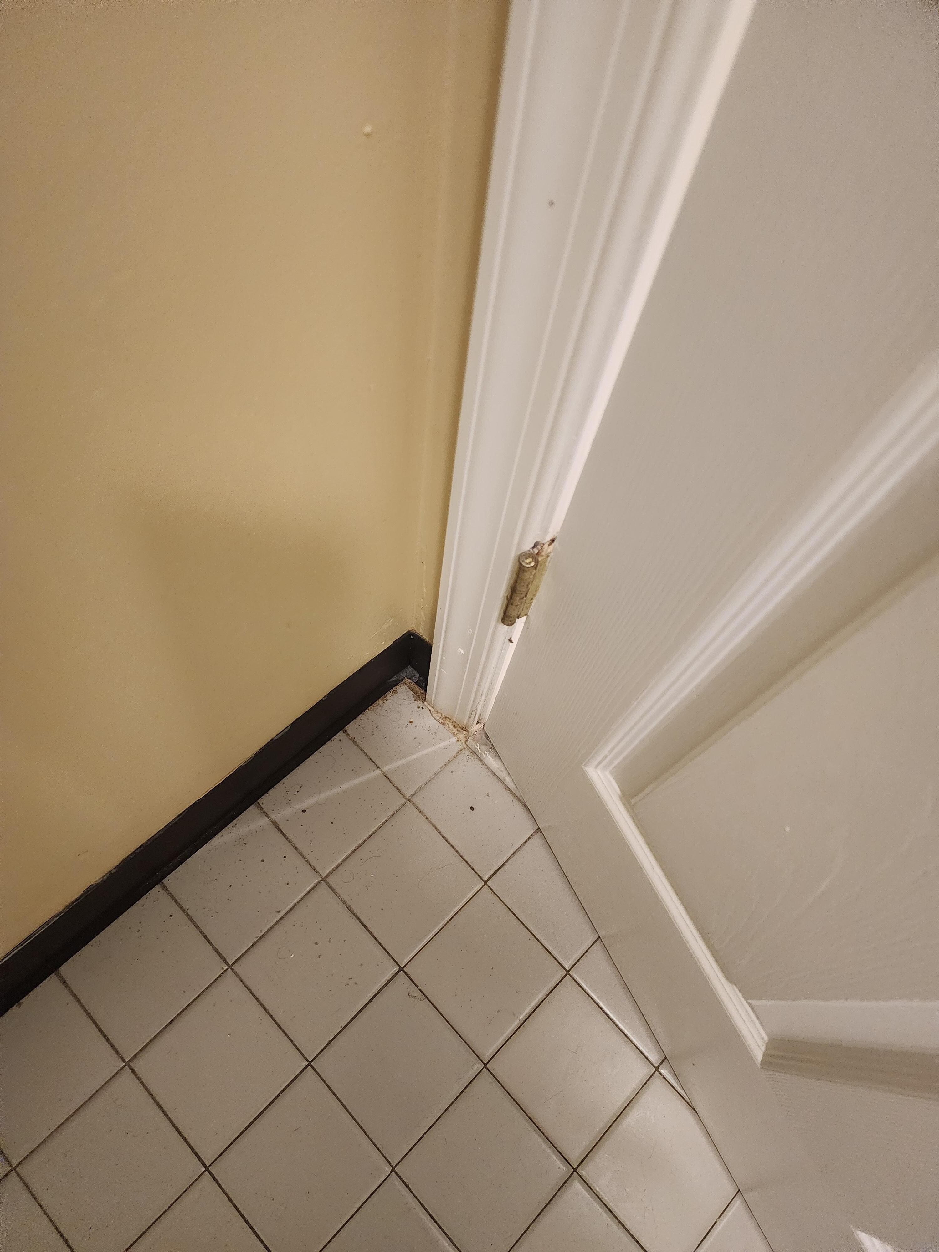 Dirty, gritty and mold in the bathroom.