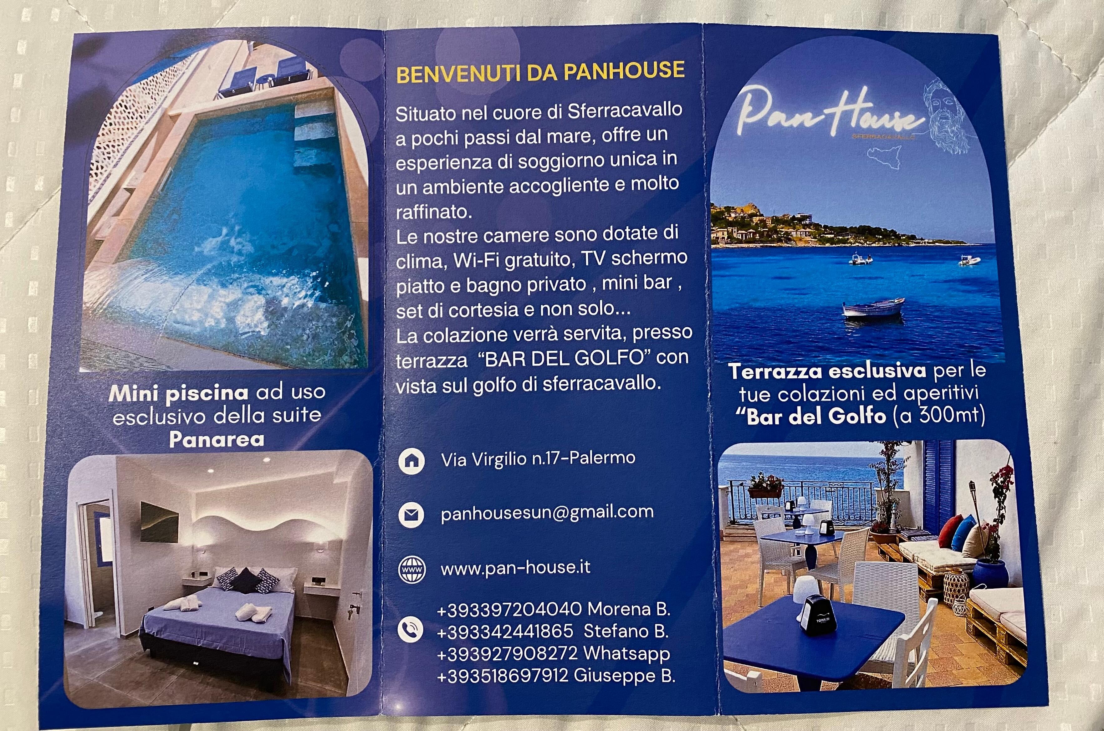 In room brochure. mini-pool is only for the penthouse. I never made use (or found) thedeck shown for the breakfast location. 