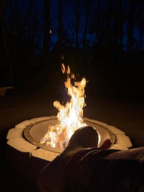 Fire pit at our glamping tent.