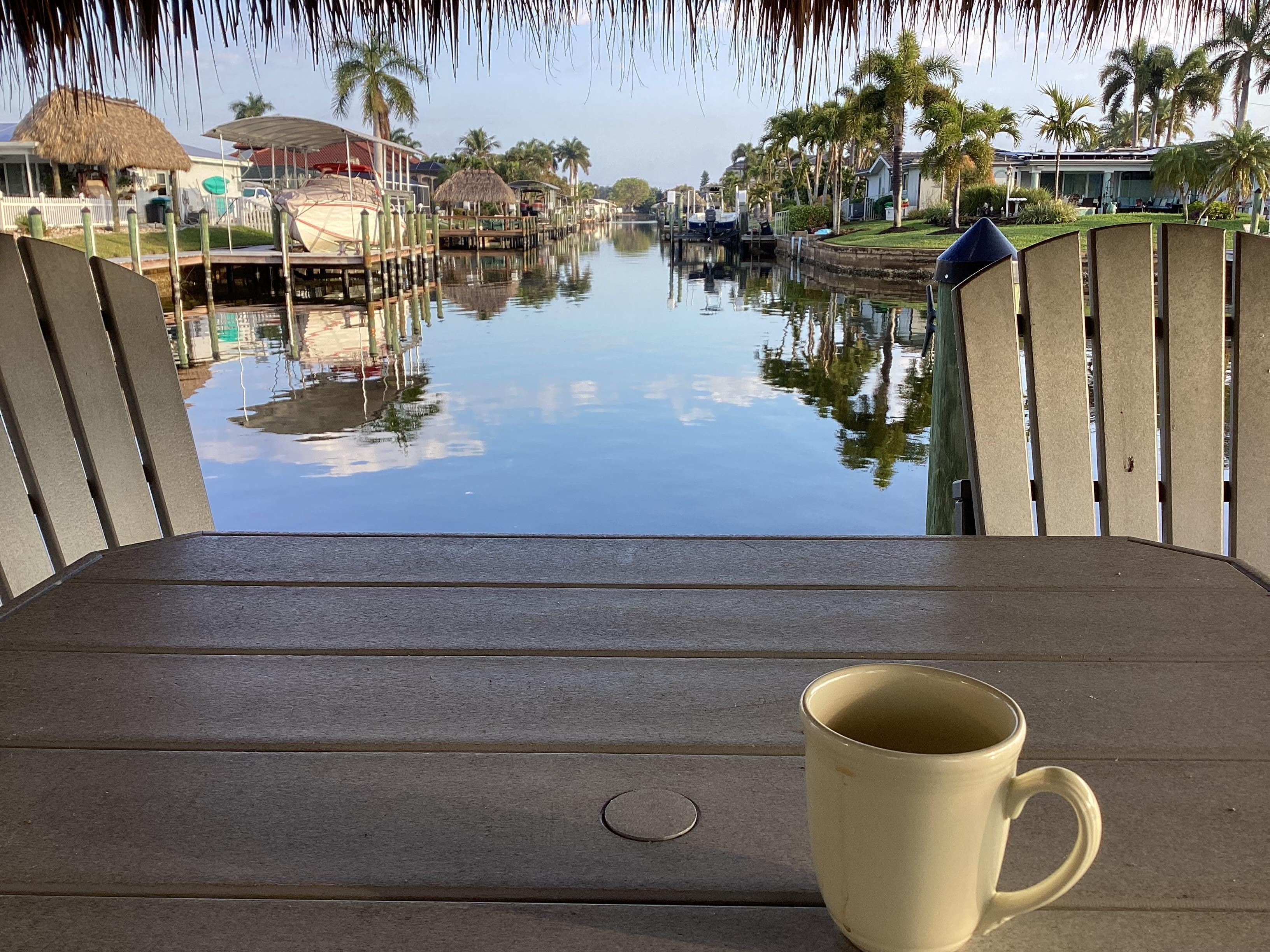 Morning coffee out on dock