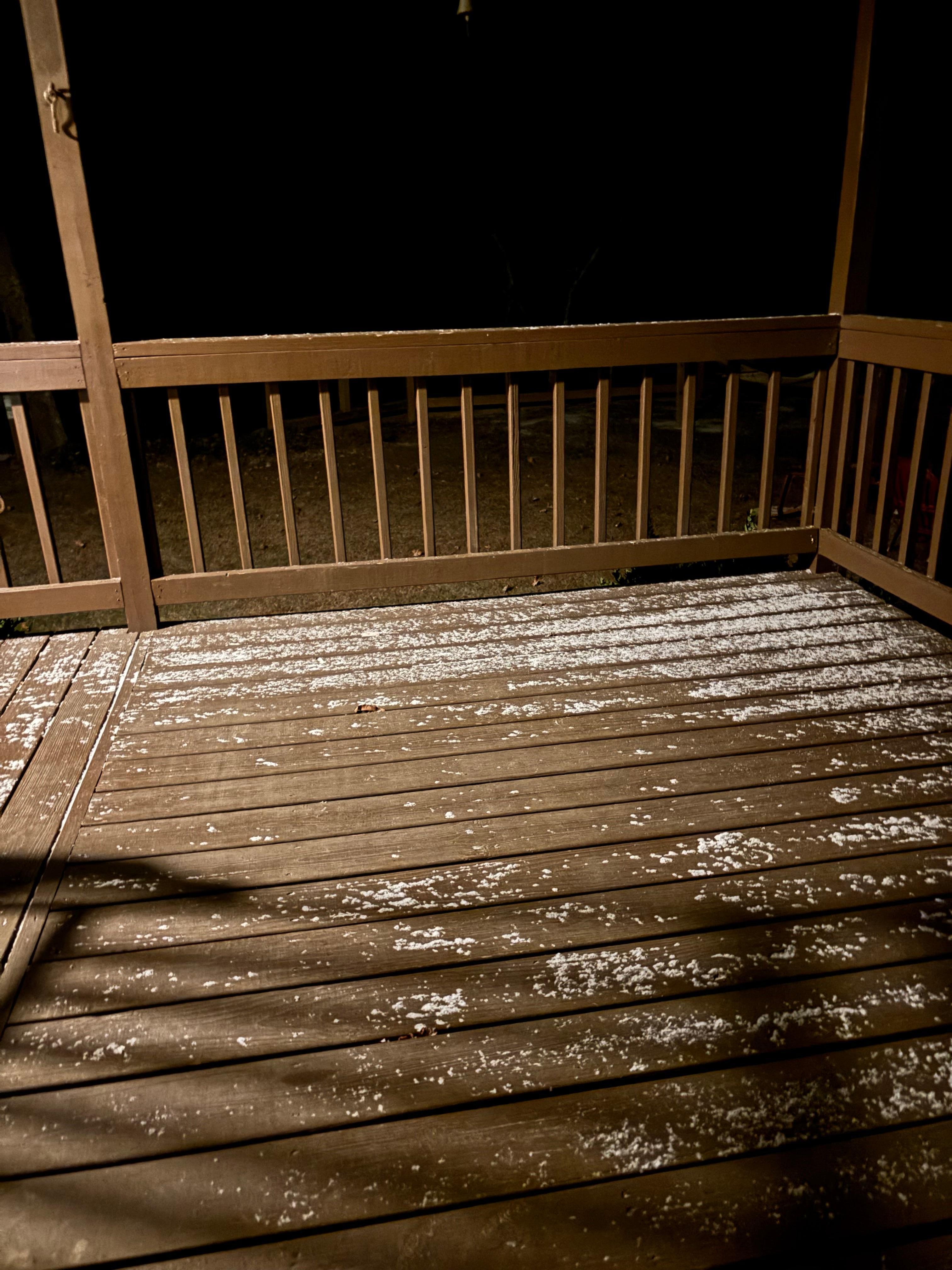 Flurries on the porch 