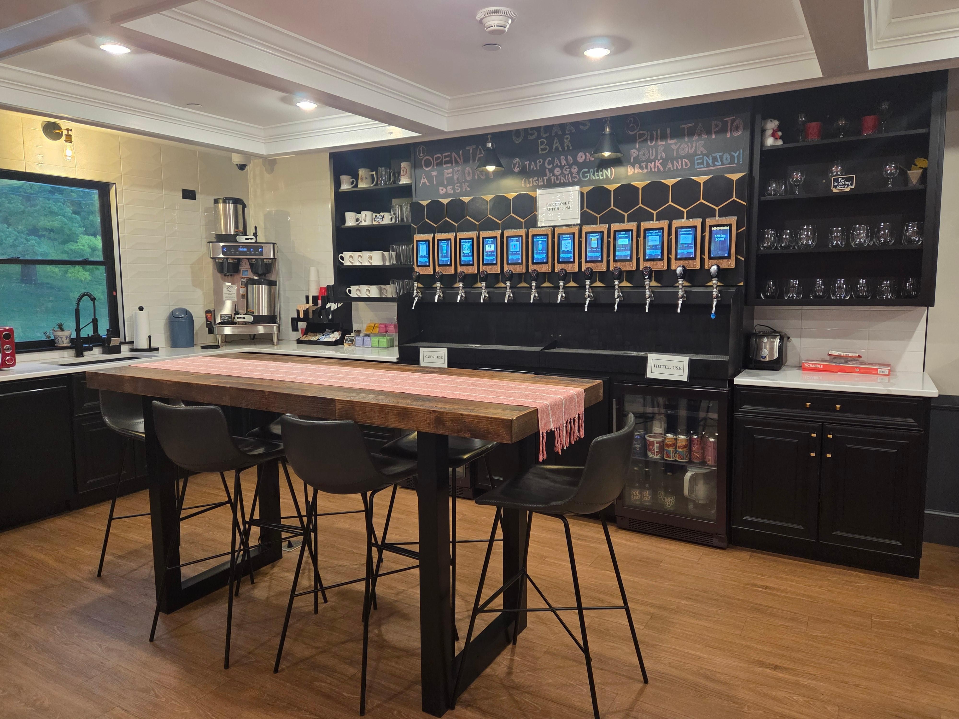 Lobby, self service beer for purchase