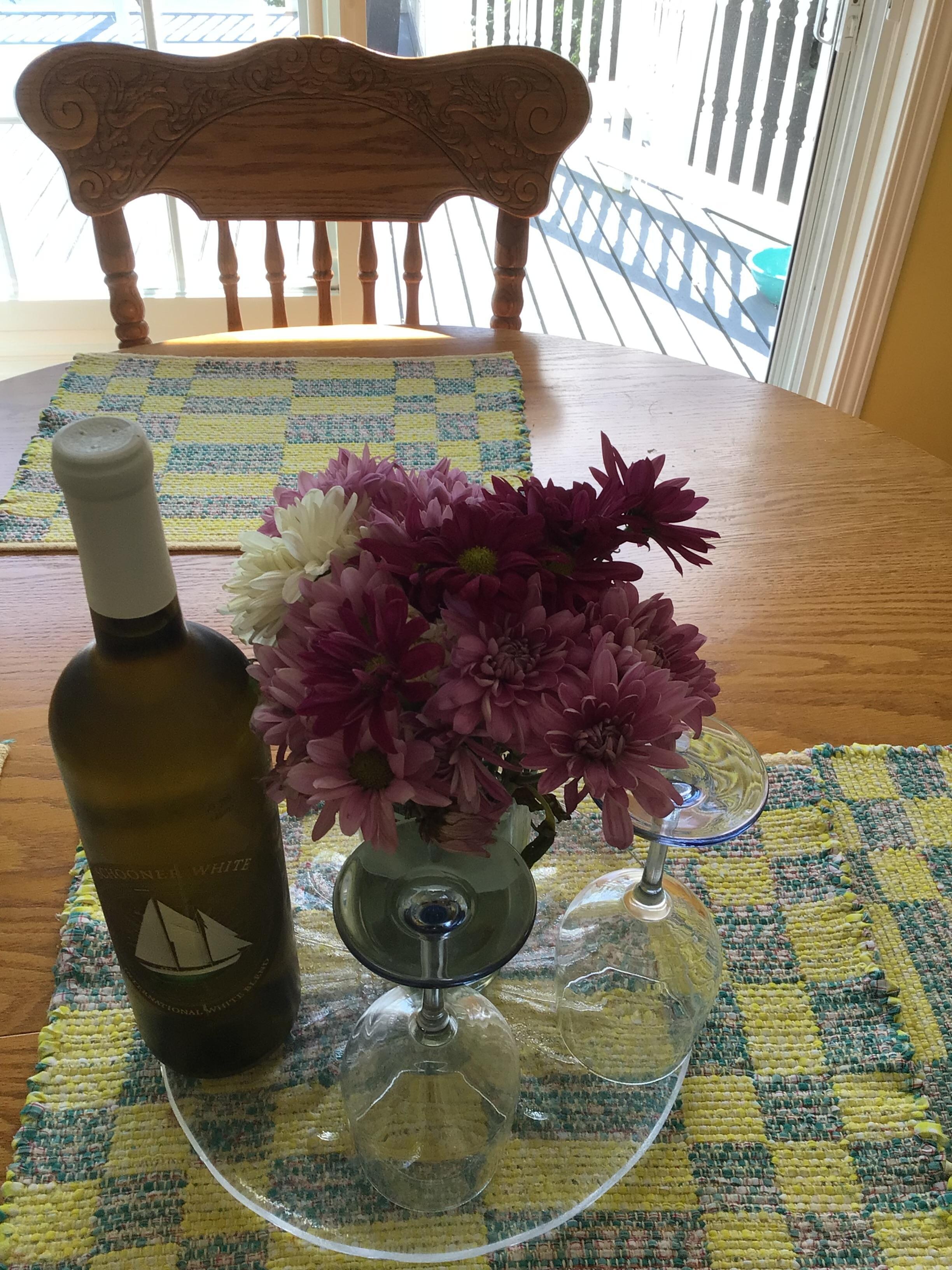 A bottle of wine to greet our arrival.