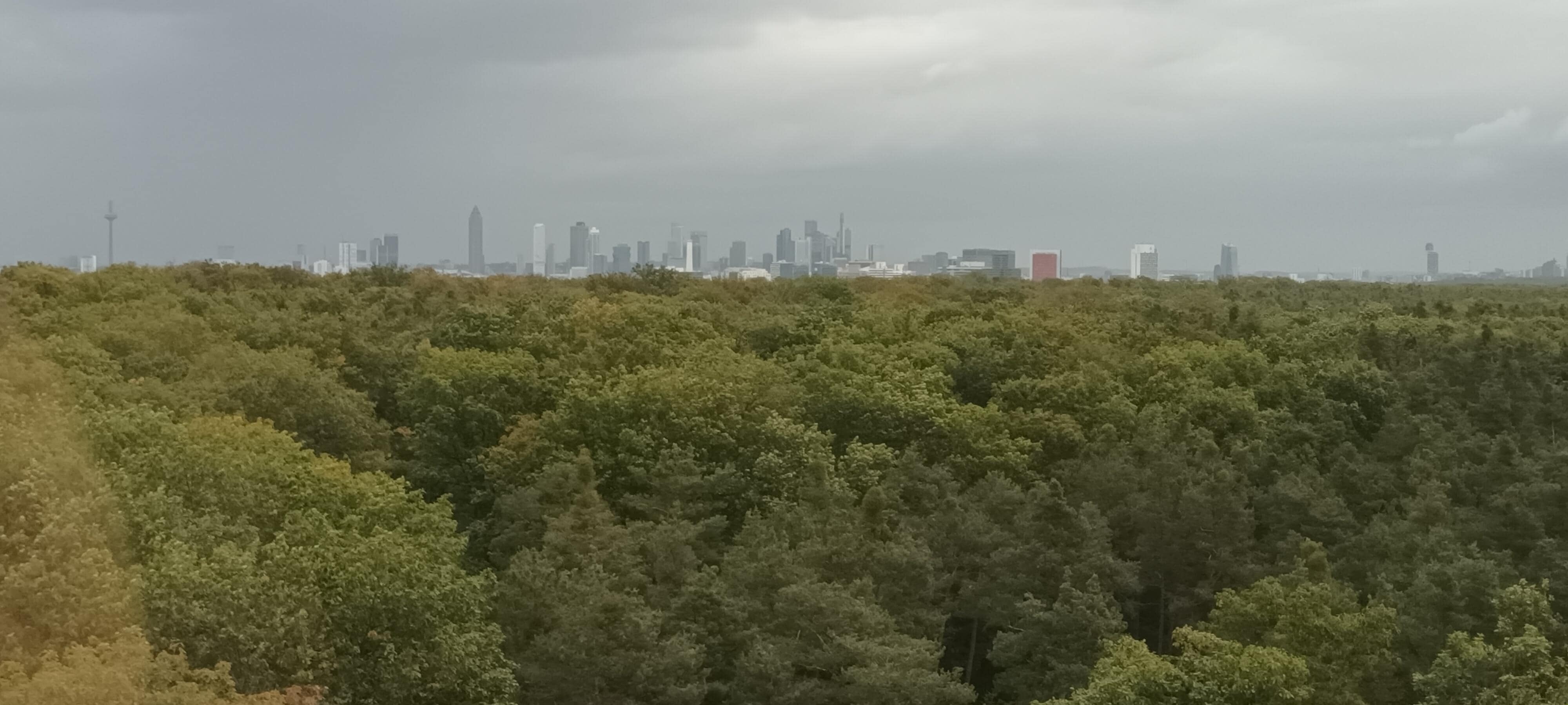 Blick aus dem Zimmerfenster auf die Skyline 