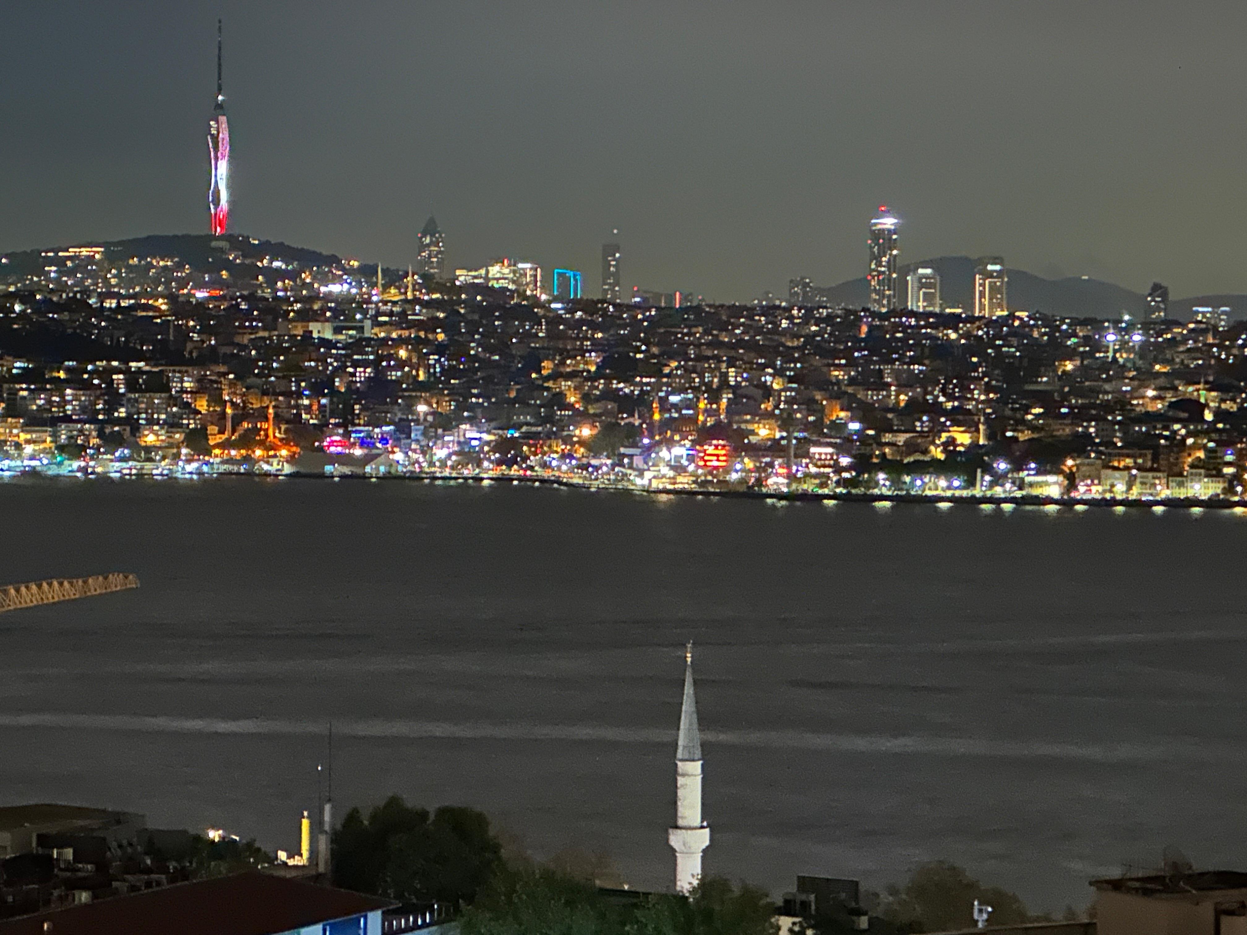 Night time view of the bosphorus
