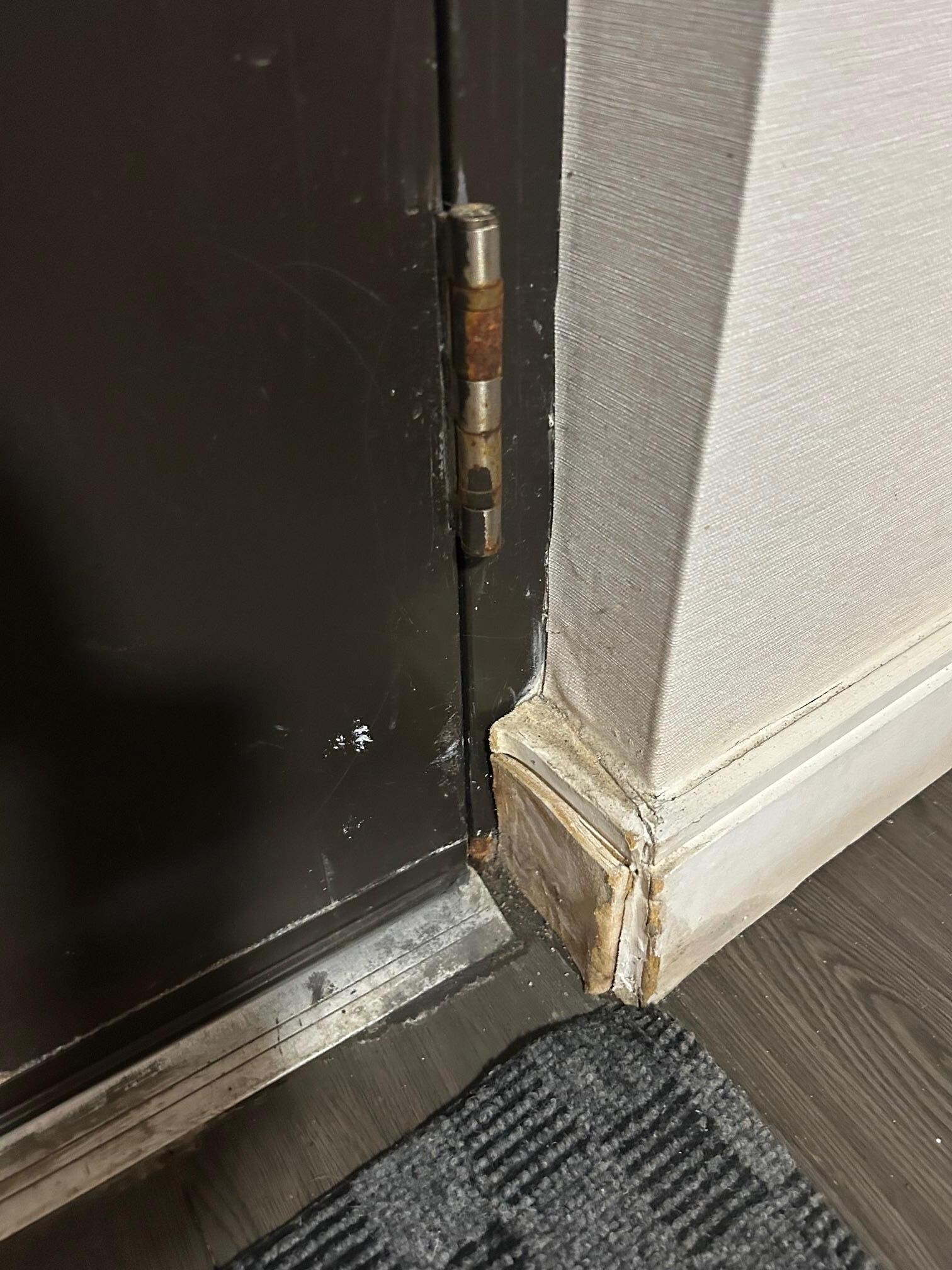Evidence of moisture at the main door