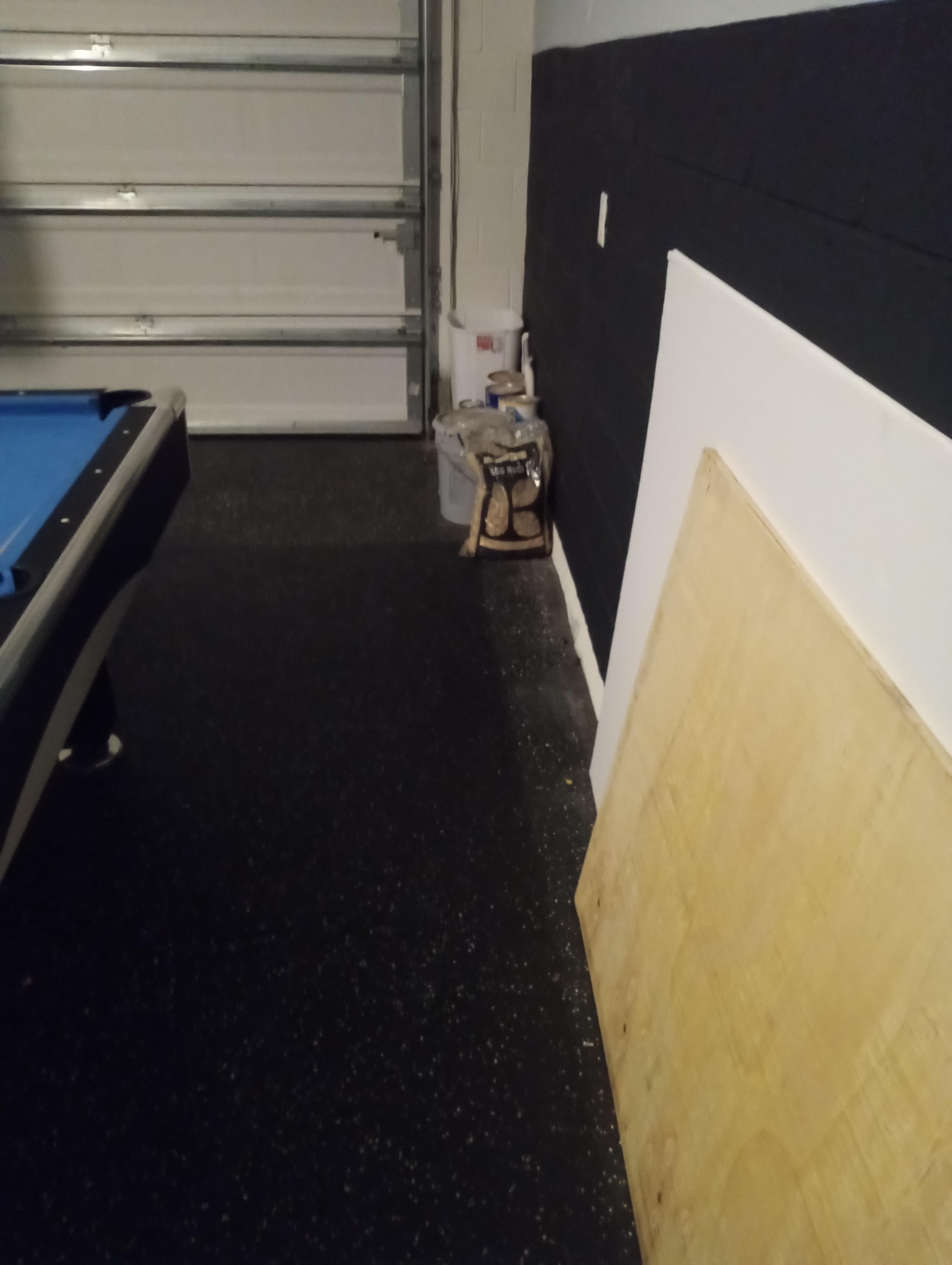 Building materials left in gameroom.