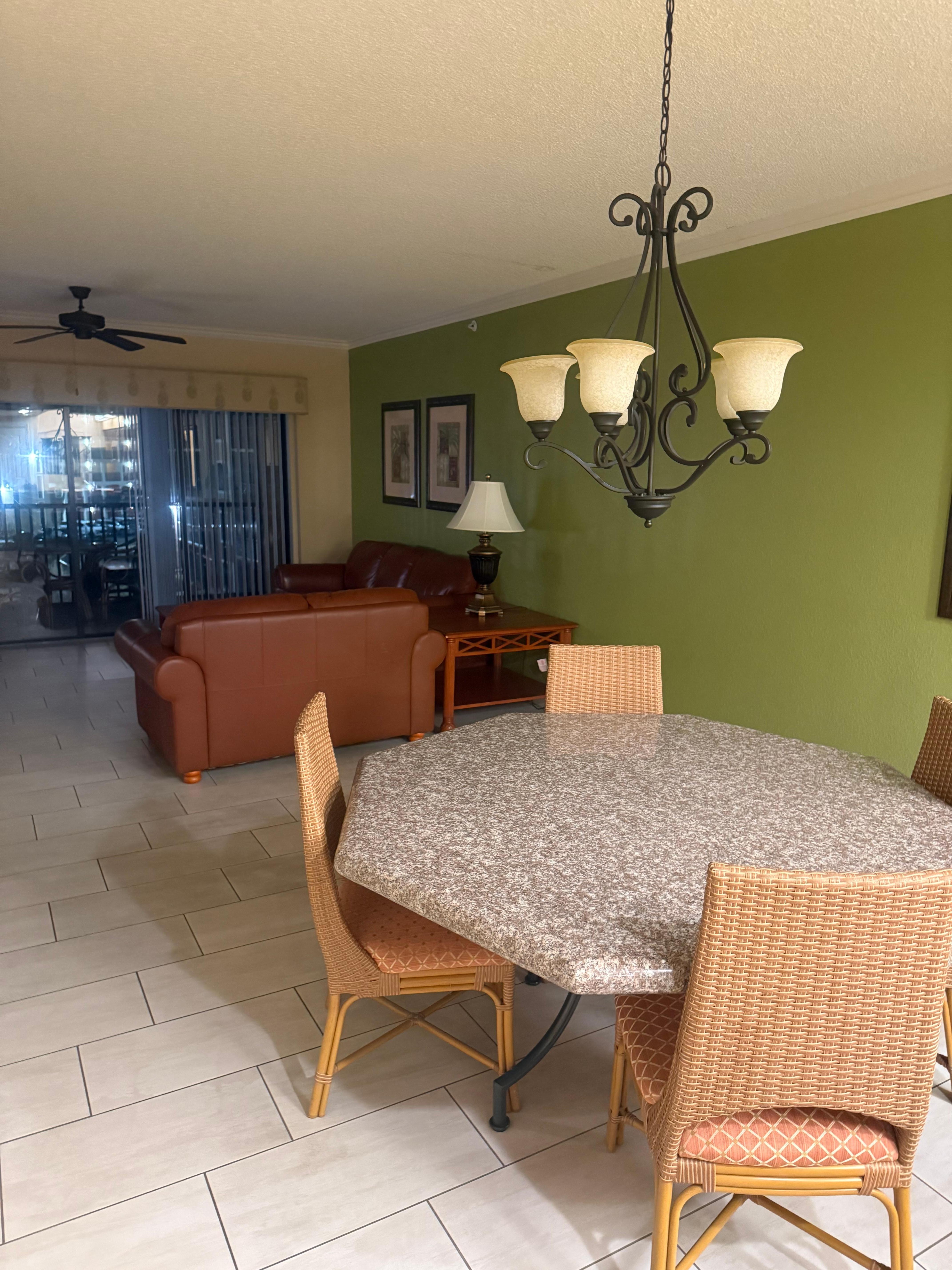 Dining room and living room areas