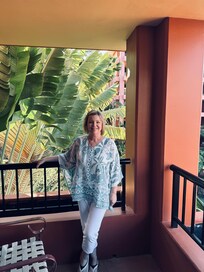 Beautiful tropical foliage outside our lanai at Kahana Falls we stayed on the third floor facing the pool.