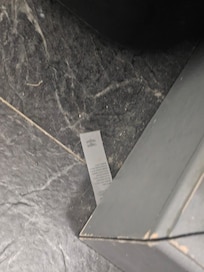 Tags from a previous renter still in the main bathroom.