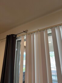 Blinds, broken and hard to open.