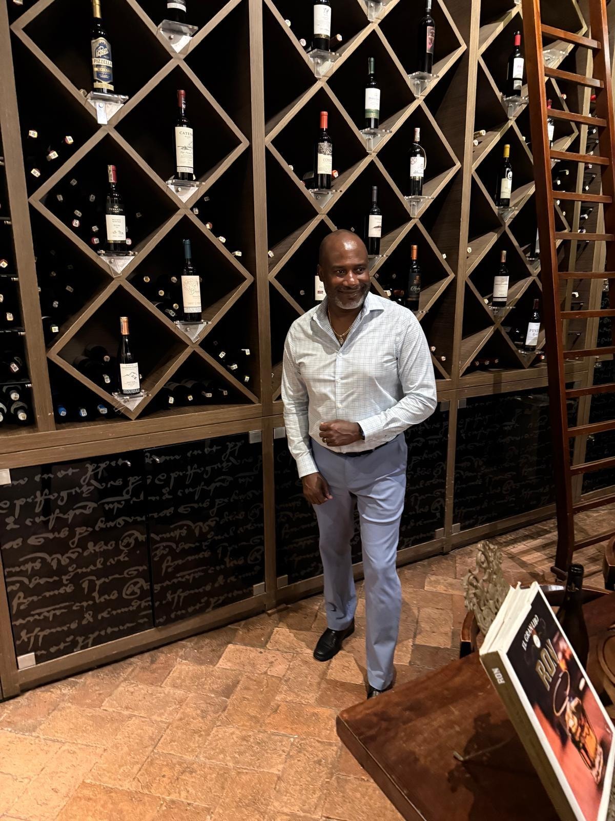 The wine collection at the restaurant 