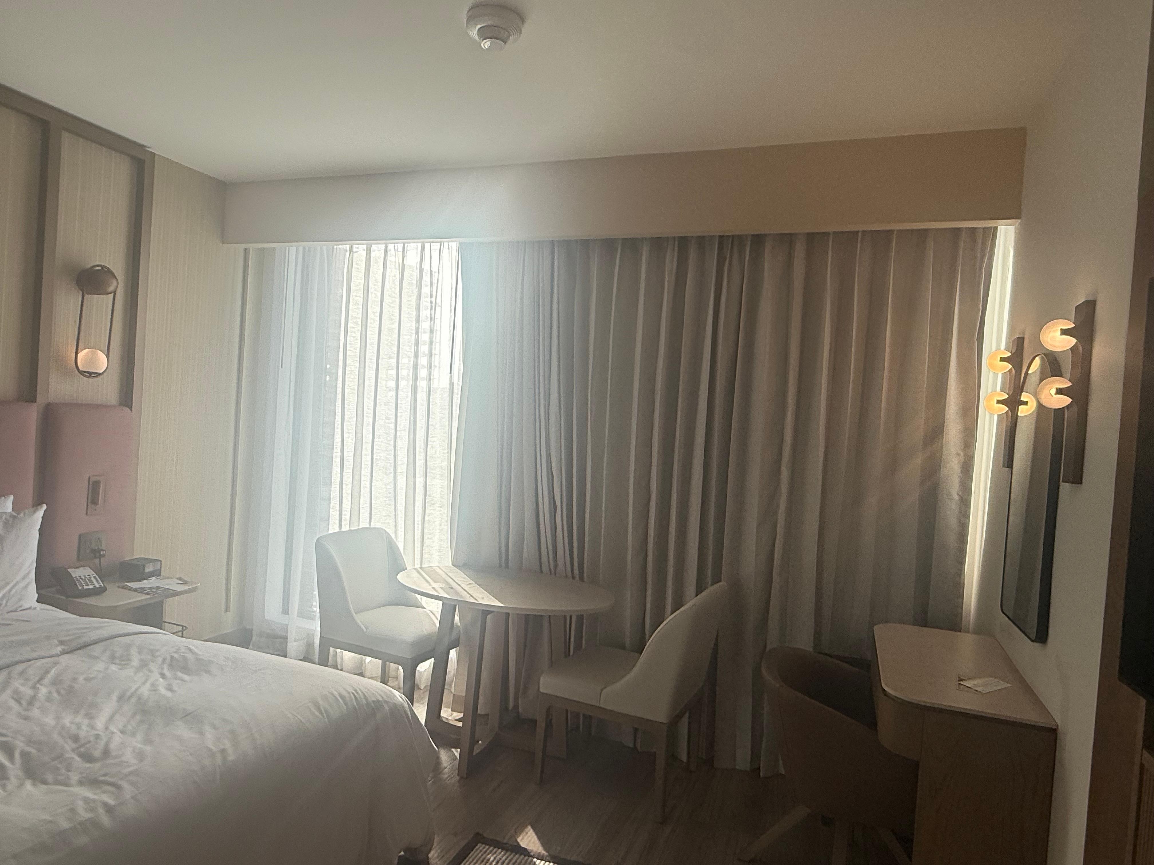 Window, table and vanity 