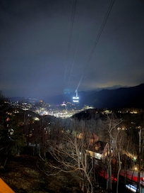 Tram and downtown Gatlinburg from upper deck