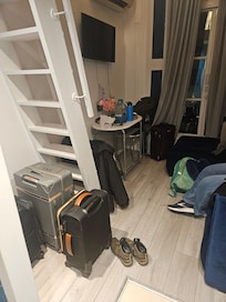 This was the entirety of livable space. Barely enough room for our luggage and us.