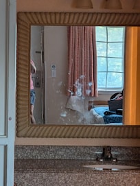 When we open the room door this was the first indication it had not been cleaned. We cancelled our stay and went elsewhere. Even for a lower star place we expected better because we use to stay there every time we came through town traveling.