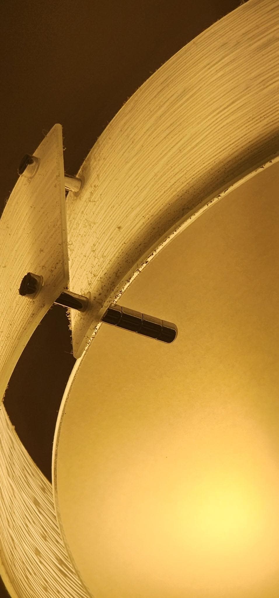 showing the caked up dust on the light fixture.