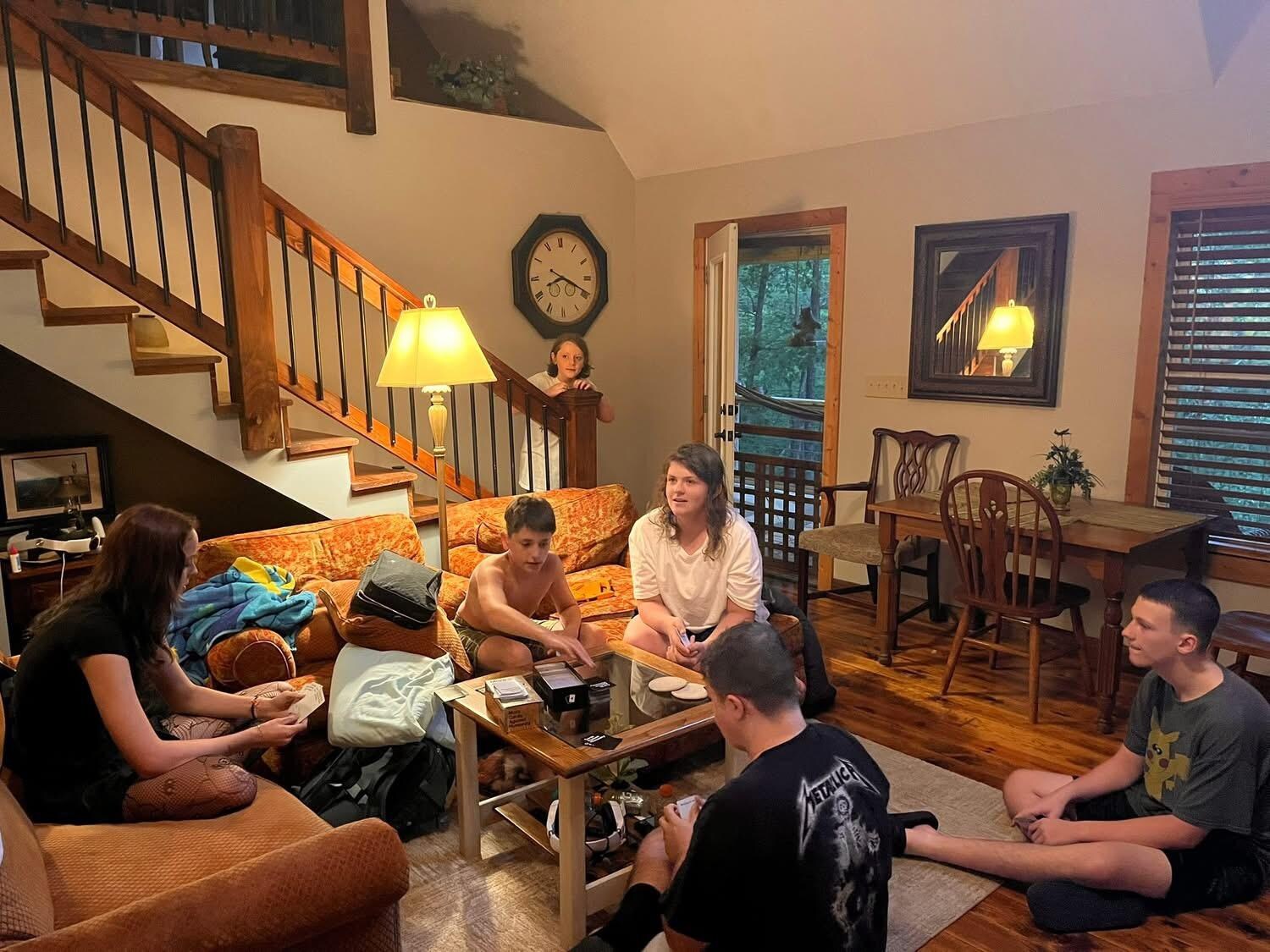 Family visitors from down the road for game night!