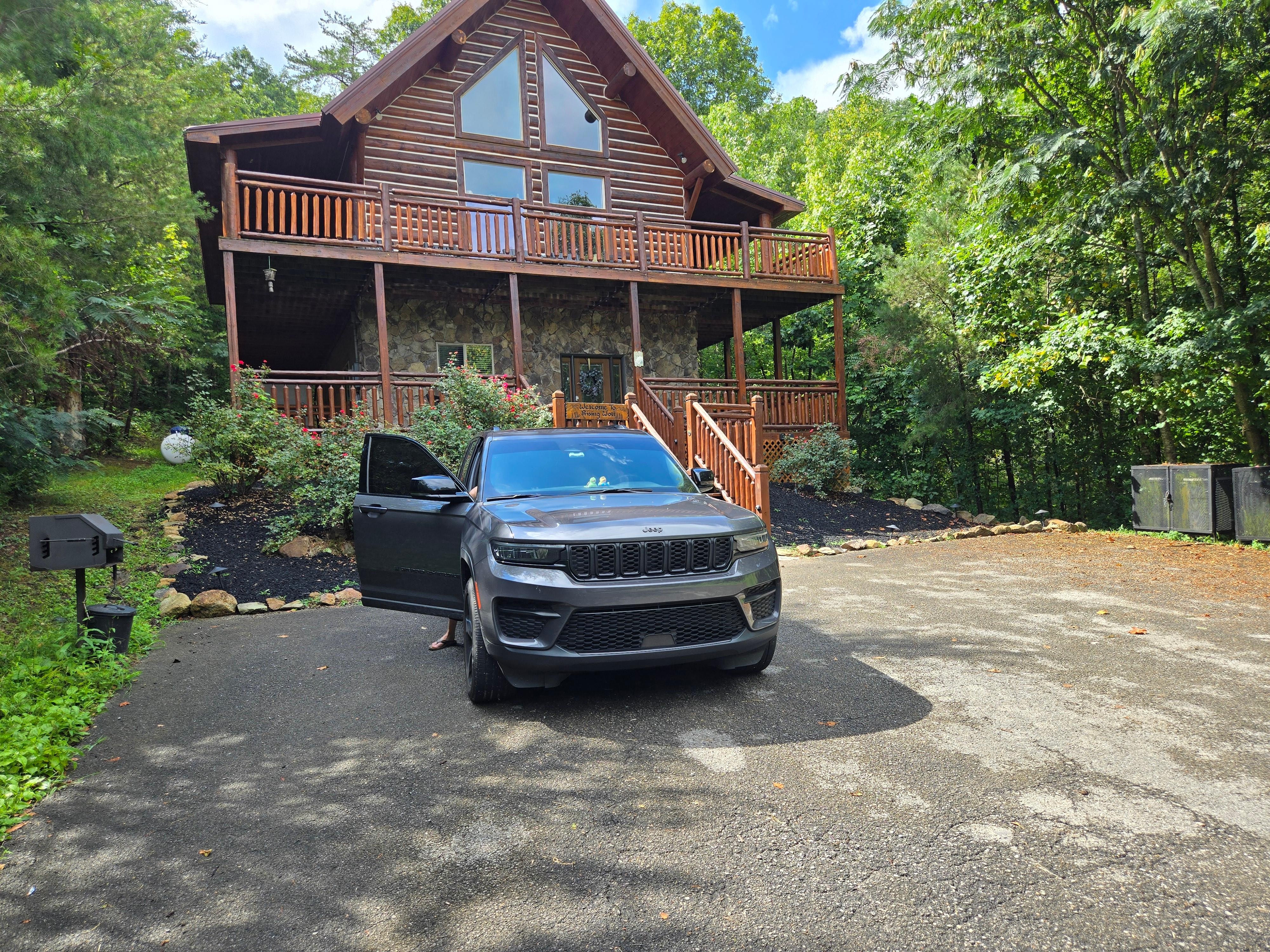 Driveway and front of the cabin.