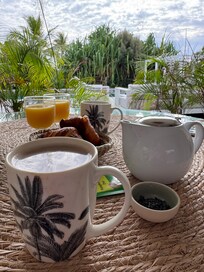 Breakfast on our patio.
