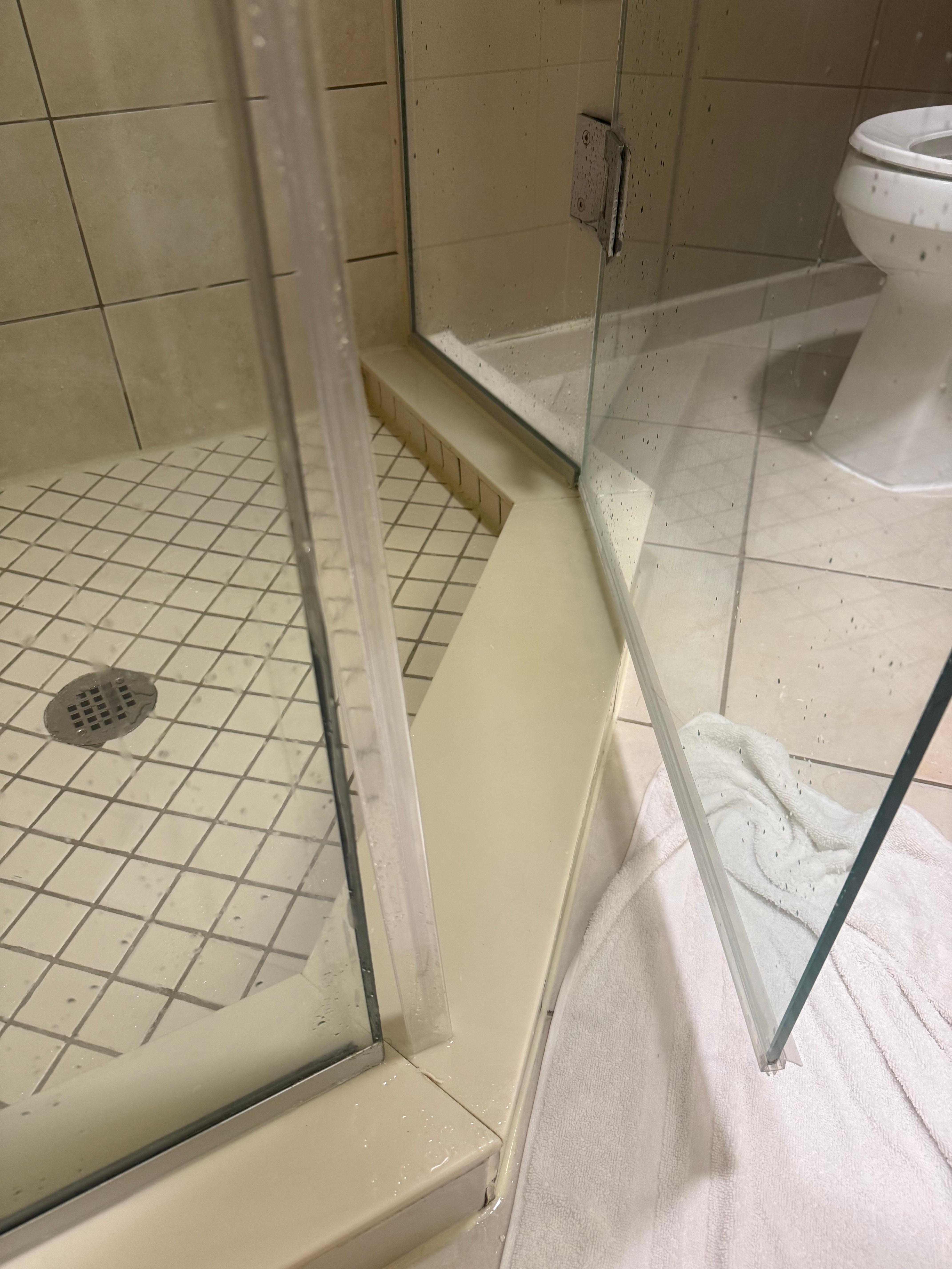 Broken shower door