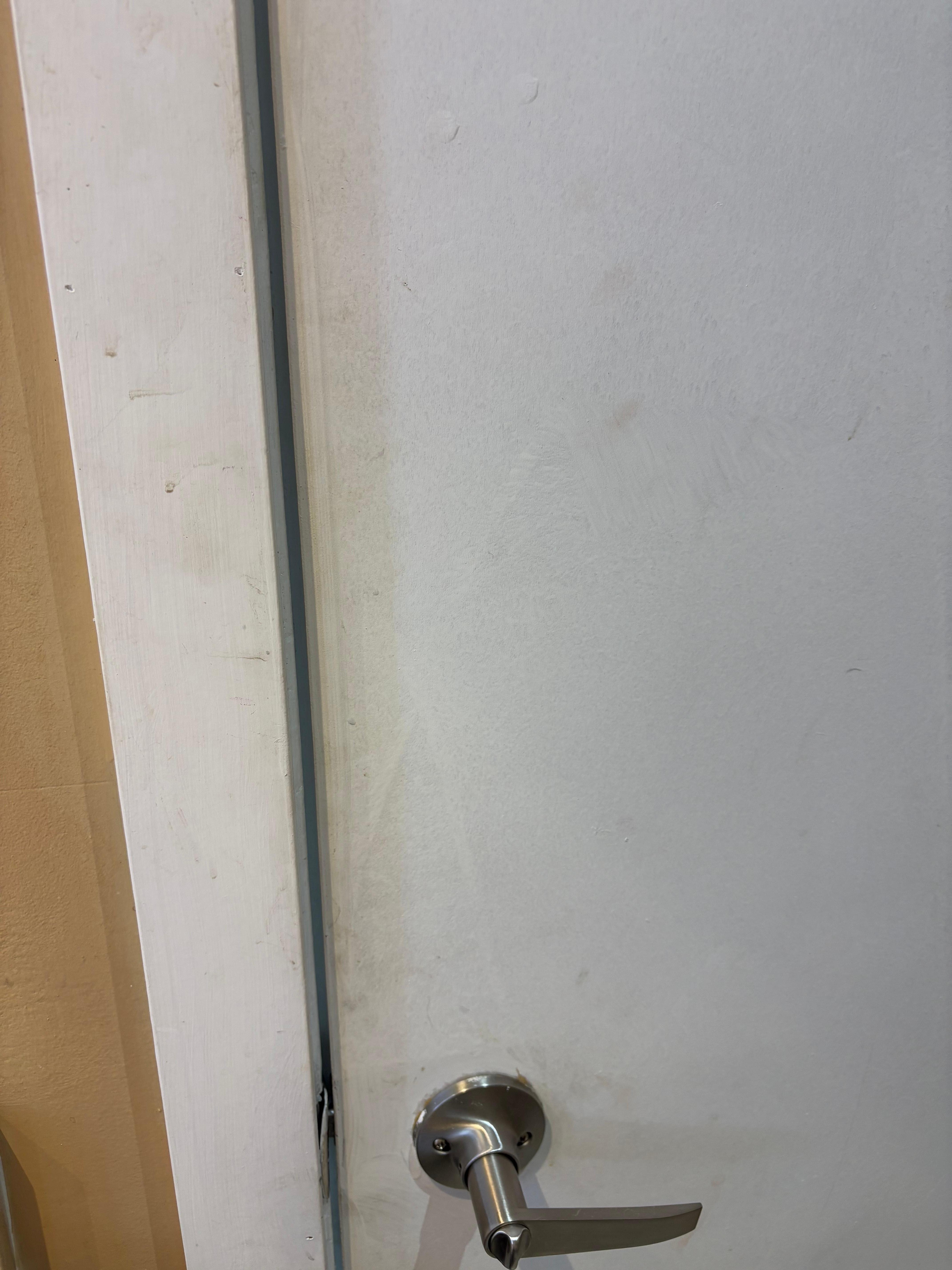 I asked housekeeping to clean the door and frame. This was after they came in to clean it for me.