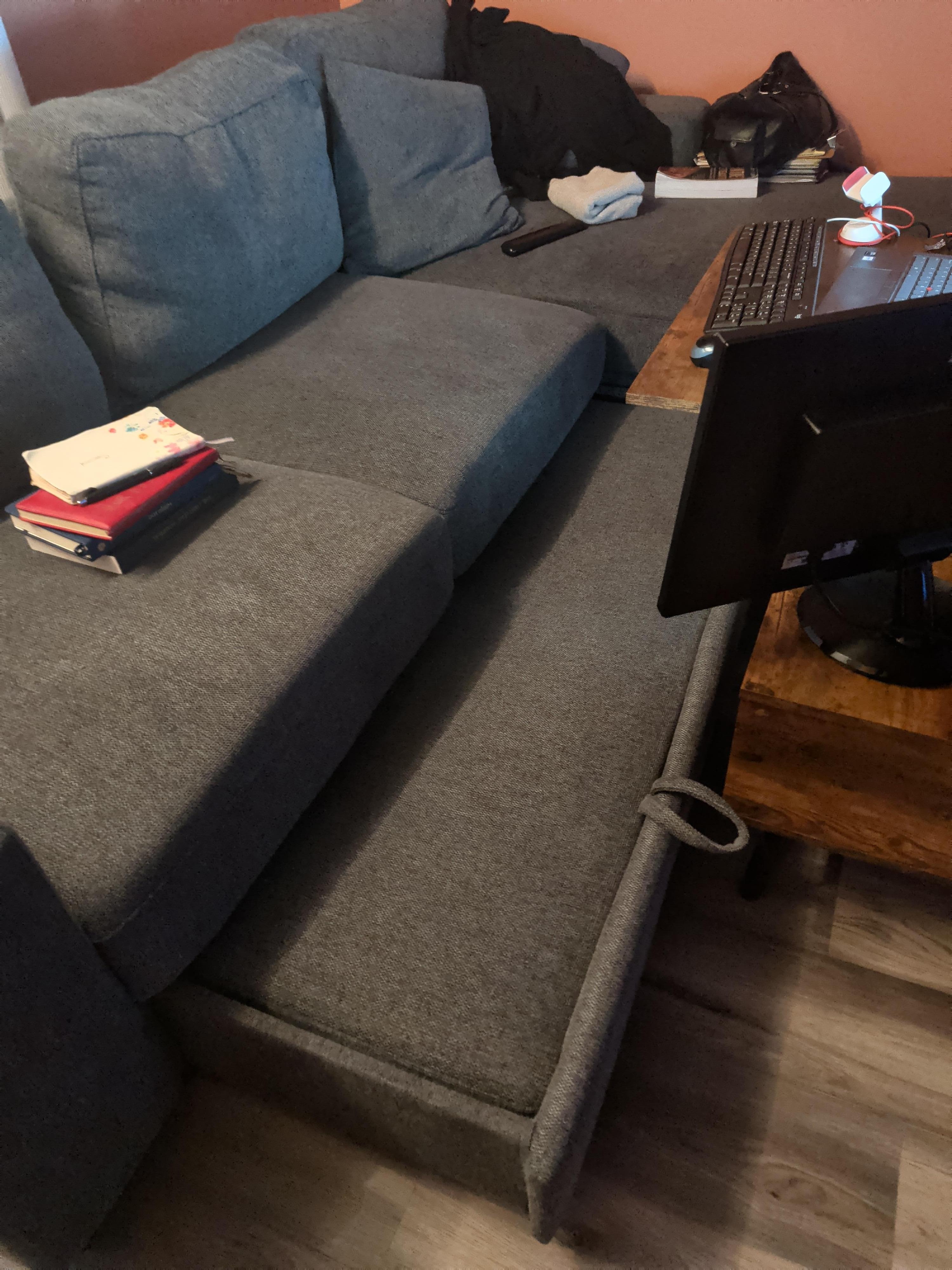 Used the living room as my office for 4 days... that multi-functional cocktail table was clutch.