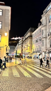 Distant view of the Castelo de São Jorge lit up down the street from our hotel.