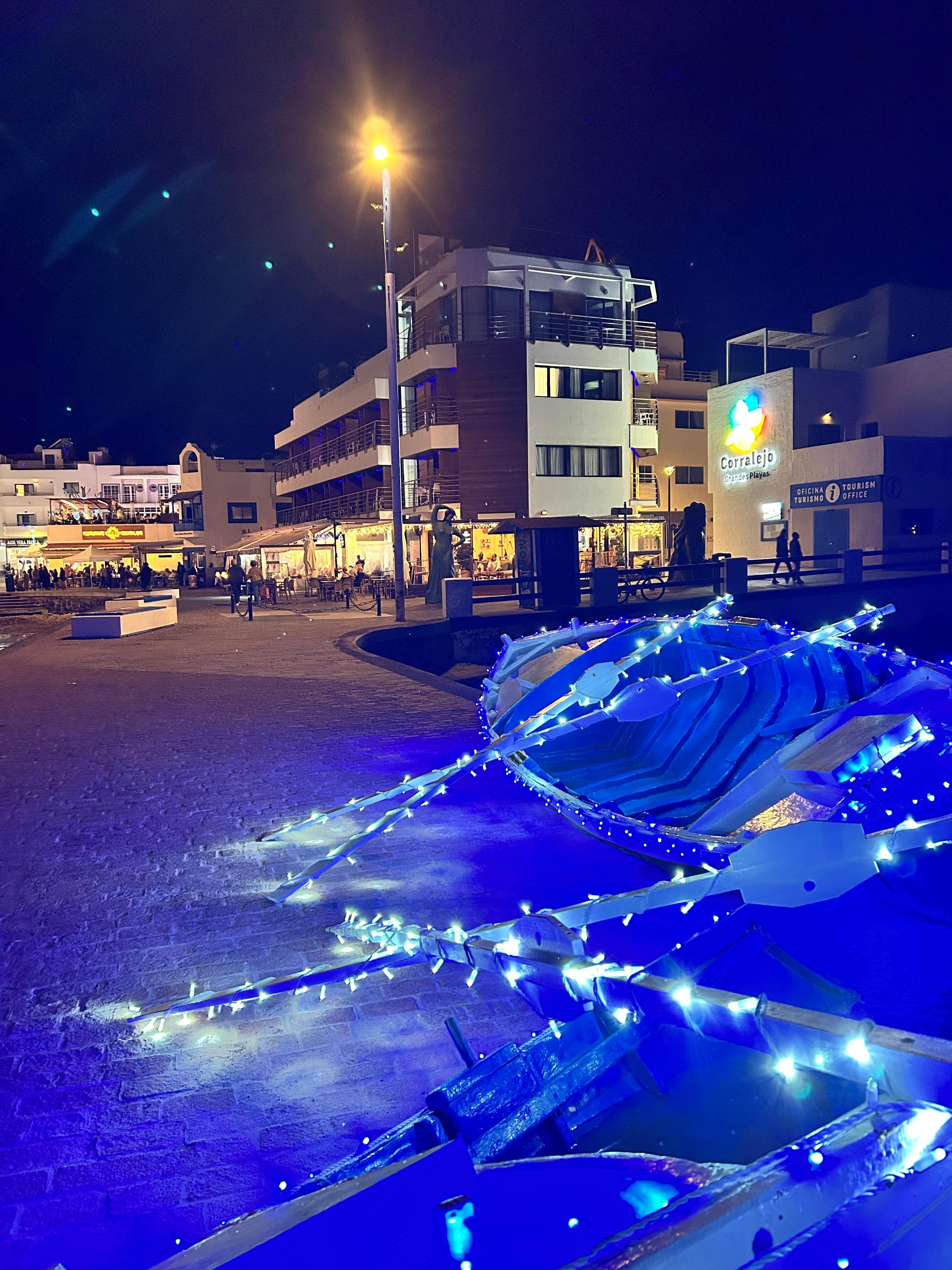 Night time view of the hotel