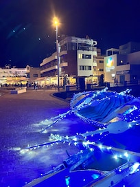 Night time view of the hotel