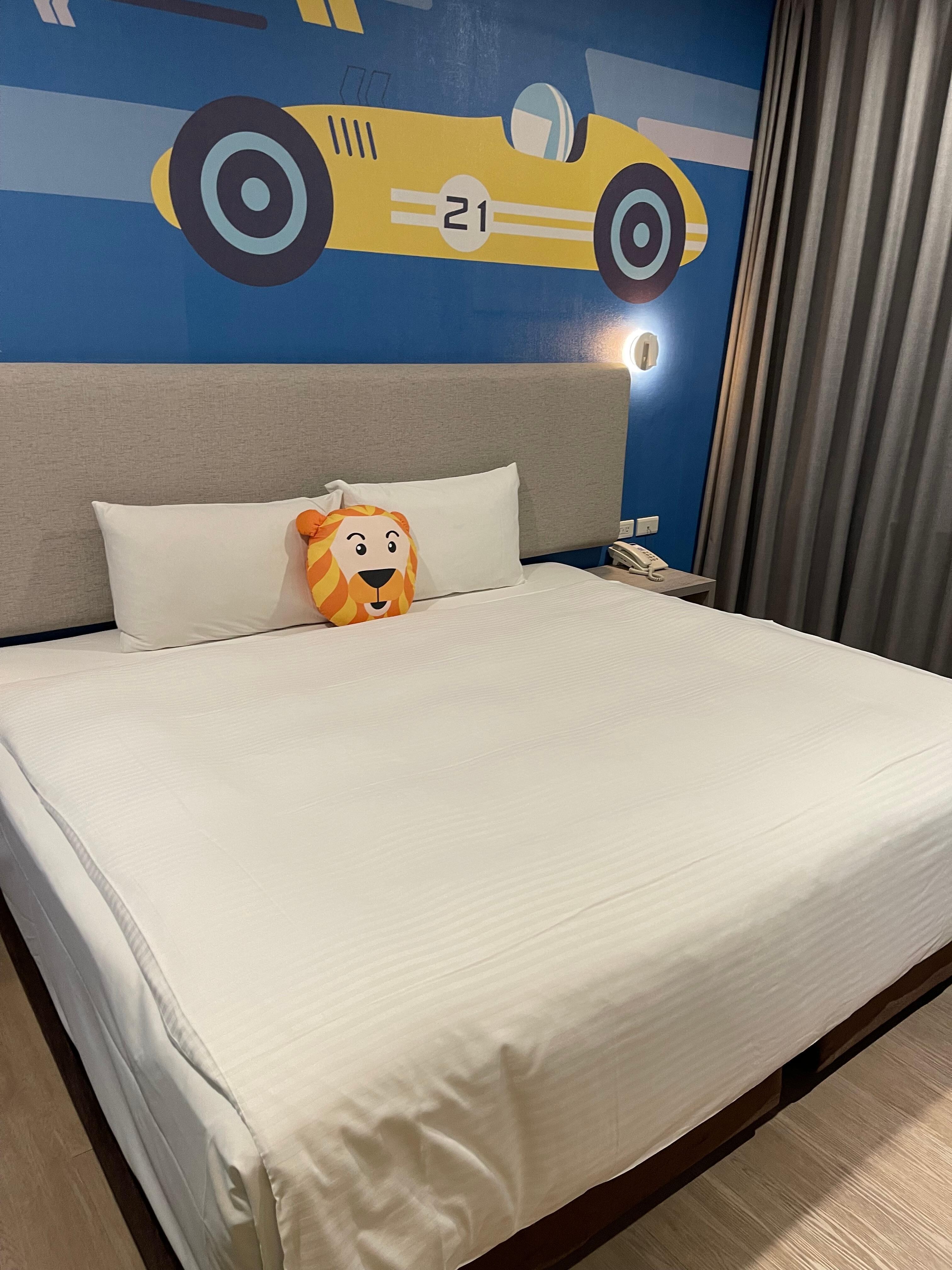Room is small, animal pillow is dirty