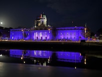 Looking across from the hotel at night.