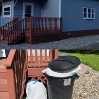Trash right next to the front door throughout our stay
