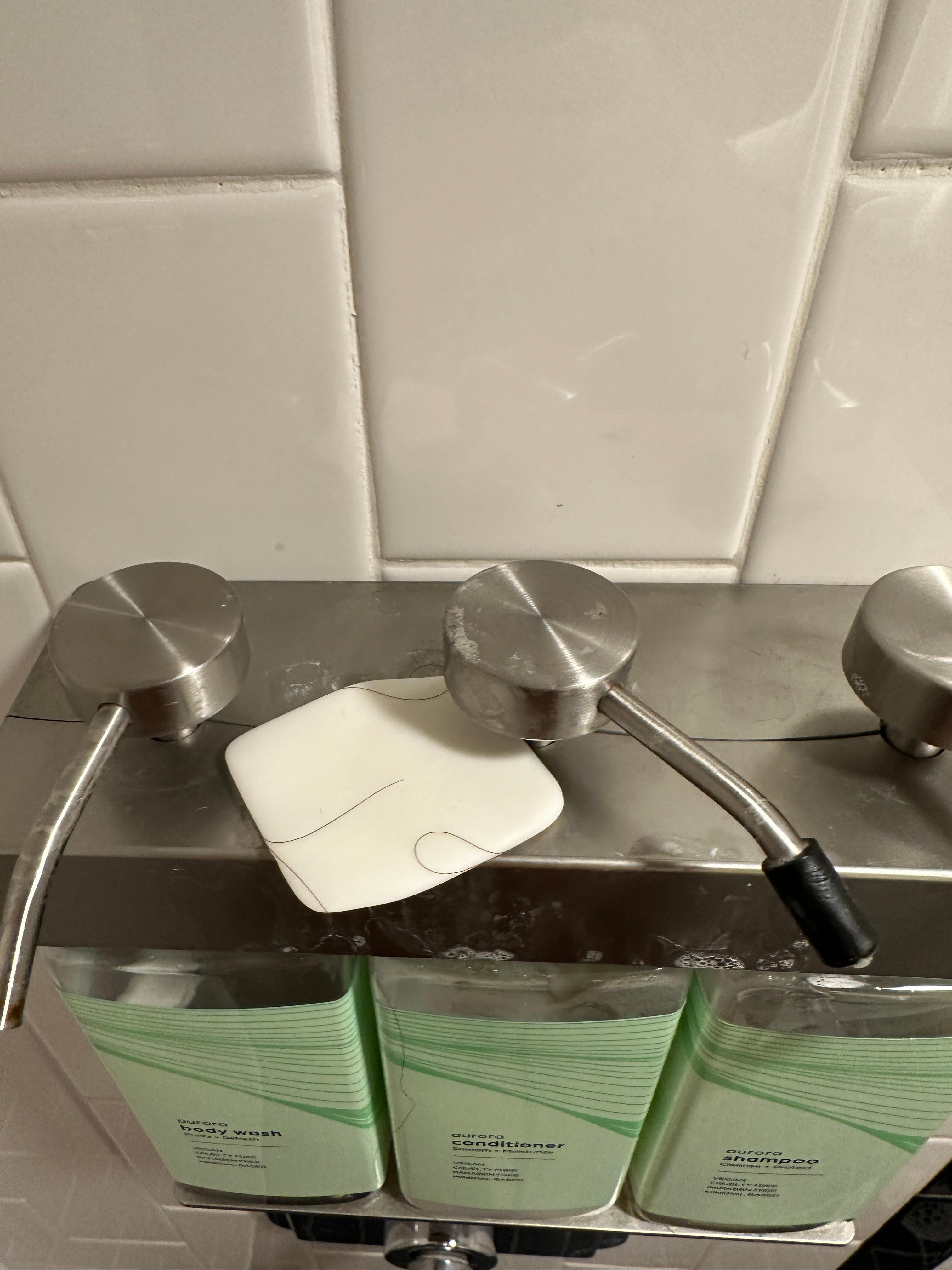 Used soap with hair on it in shower 