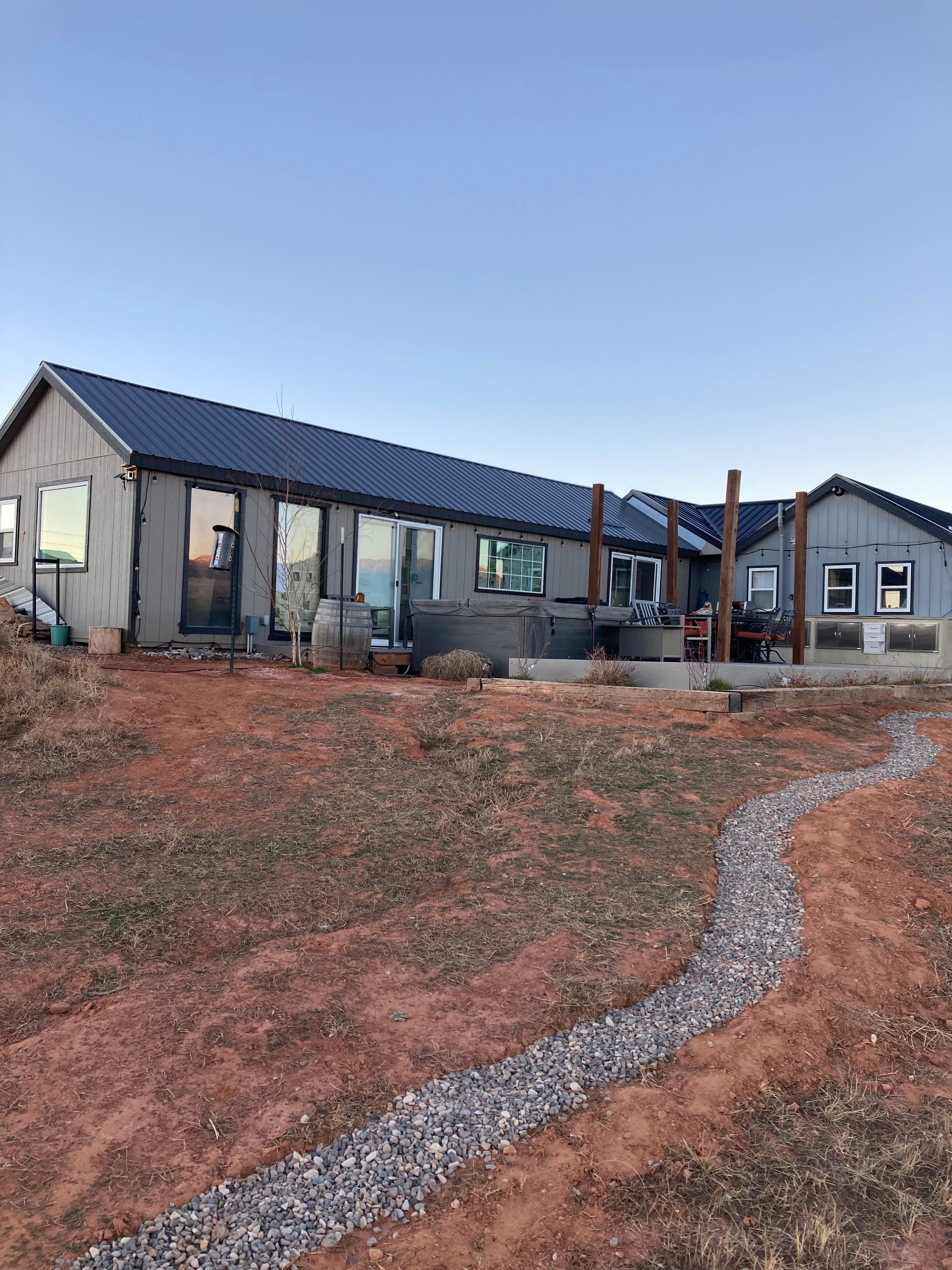 Path from the deck to the house